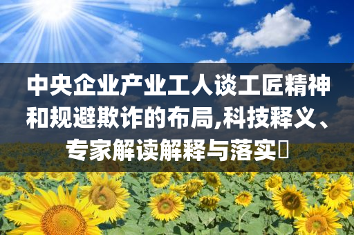 中央企業(yè)產(chǎn)業(yè)工人談工匠精神和規(guī)避欺詐的布局,科技釋義、專家解讀解釋與落實?