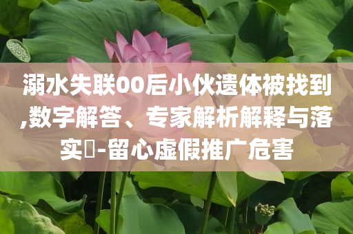 溺水失聯(lián)00后小伙遺體被找到,數(shù)字解答、專家解析解釋與落實?-留心虛假推廣危害