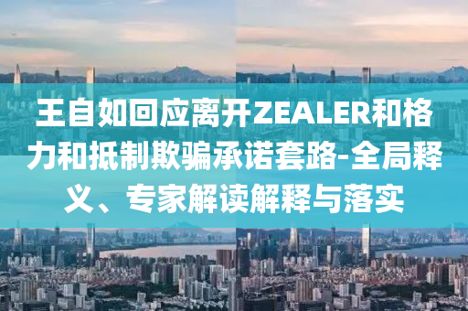 王自如回應(yīng)離開(kāi)ZEALER和格力和抵制欺騙承諾套路-全局釋義、專家解讀解釋與落實(shí)