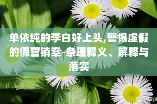 單依純的李白好上頭,警惕虛假的假營銷案-條理釋義、解釋與落實