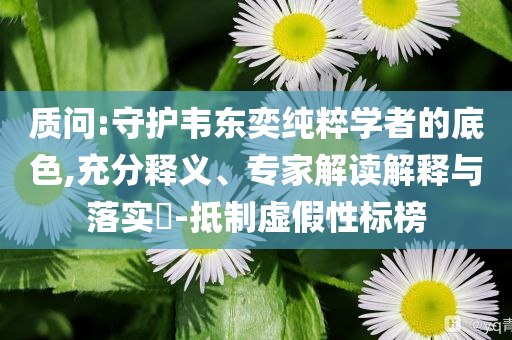 質問:守護韋東奕純粹學者的底色,充分釋義、專家解讀解釋與落實?-抵制虛假性標榜