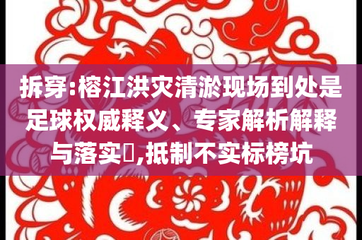 拆穿:榕江洪災(zāi)清淤現(xiàn)場到處是足球權(quán)威釋義、專家解析解釋與落實?,抵制不實標榜坑