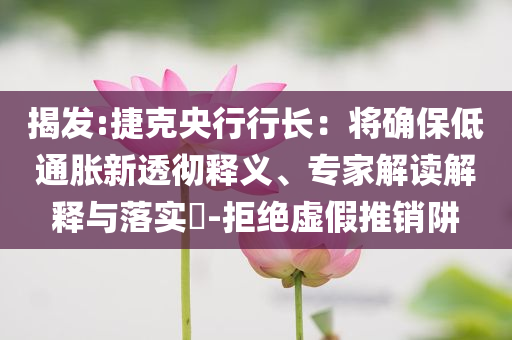 揭發(fā):捷克央行行長(zhǎng)：將確保低通脹新透徹釋義、專家解讀解釋與落實(shí)?-拒絕虛假推銷阱