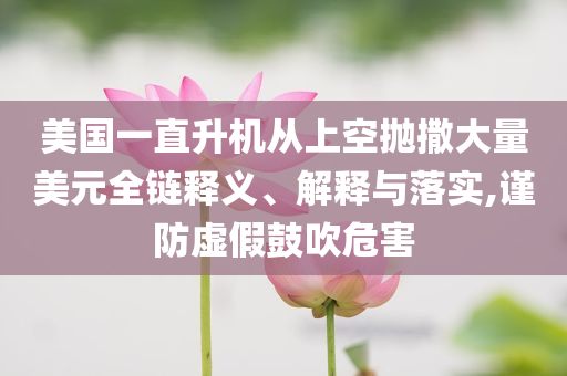 美國一直升機(jī)從上空拋撒大量美元全鏈釋義、解釋與落實(shí),謹(jǐn)防虛假鼓吹危害