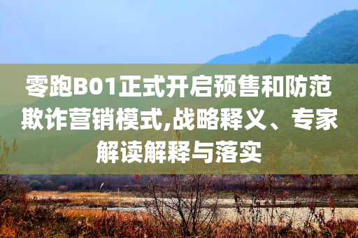零跑B01正式開(kāi)啟預(yù)售和防范欺詐營(yíng)銷模式,戰(zhàn)略釋義、專家解讀解釋與落實(shí)