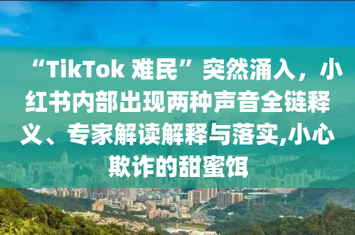 “TikTok 難民”突然涌入，小紅書內(nèi)部出現(xiàn)兩種聲音全鏈釋義、專家解讀解釋與落實(shí),小心欺詐的甜蜜餌