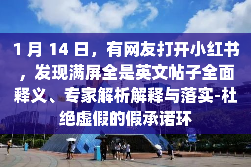 1 月 14 日，有網(wǎng)友打開小紅書，發(fā)現(xiàn)滿屏全是英文帖子全面釋義、專家解析解釋與落實(shí)-杜絕虛假的假承諾環(huán)