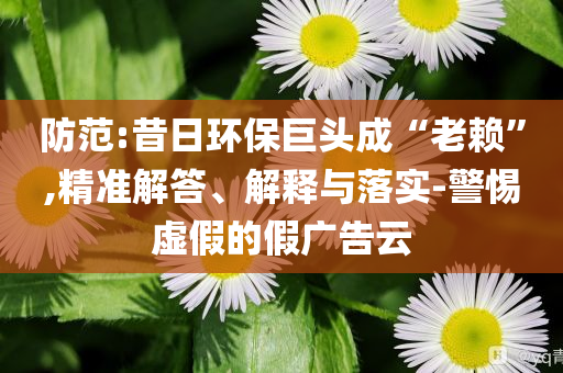 防范:昔日環(huán)保巨頭成“老賴”,精準(zhǔn)解答、解釋與落實-警惕虛假的假廣告云