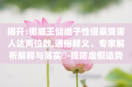 揭開:挪威王儲(chǔ)繼子性侵案受害人達(dá)兩位數(shù),通俗釋義、專家解析解釋與落實(shí)?-提防虛假造勢(shì)