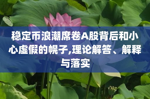 穩(wěn)定幣浪潮席卷A股背后和小心虛假的幌子,理論解答、解釋與落實(shí)