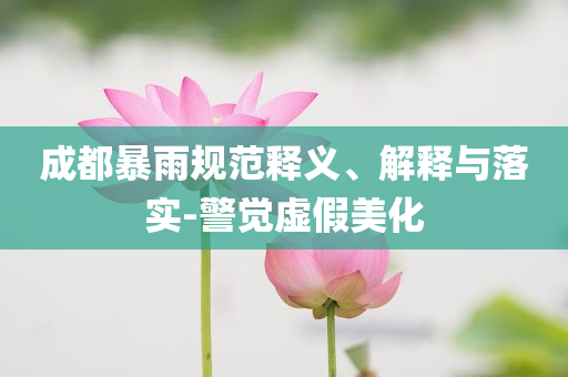 成都暴雨規(guī)范釋義、解釋與落實(shí)-警覺虛假美化