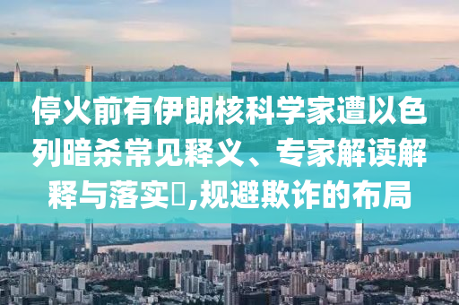 ?；鹎坝幸晾屎丝茖W家遭以色列暗殺常見釋義、專家解讀解釋與落實?,規(guī)避欺詐的布局