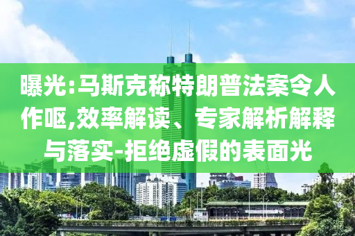 曝光:馬斯克稱特朗普法案令人作嘔,效率解讀、專家解析解釋與落實-拒絕虛假的表面光