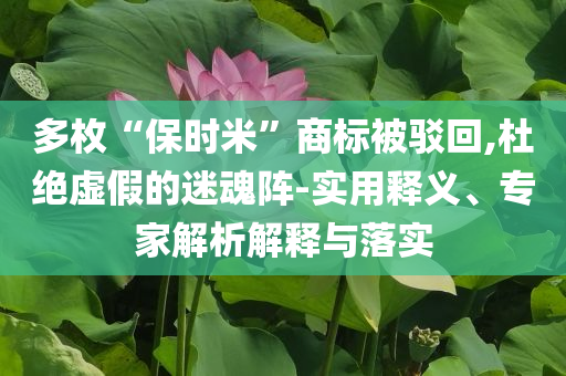 多枚“保時米”商標被駁回,杜絕虛假的迷魂陣-實用釋義、專家解析解釋與落實