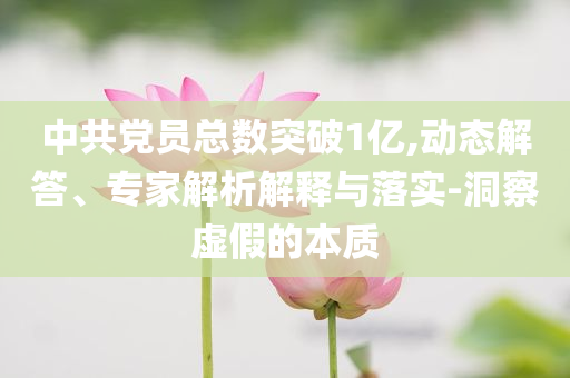 中共黨員總數(shù)突破1億,動(dòng)態(tài)解答、專家解析解釋與落實(shí)-洞察虛假的本質(zhì)
