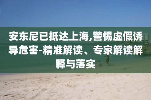 安東尼已抵達上海,警惕虛假誘導(dǎo)危害-精準(zhǔn)解讀、專家解讀解釋與落實