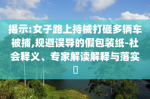 揭示:女子路上持械打砸多輛車被捕,規(guī)避誤導(dǎo)的假包裝紙-社會(huì)釋義、專家解讀解釋與落實(shí)?