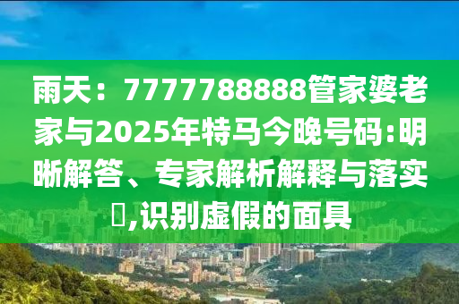 雨天：7777788888管家婆老家與2025年特馬今晚號碼:明晰解答、專家解析解釋與落實?,識別虛假的面具