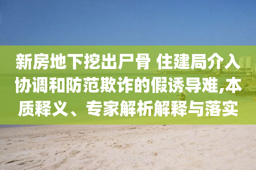 新房地下挖出尸骨 住建局介入?yún)f(xié)調(diào)和防范欺詐的假誘導(dǎo)難,本質(zhì)釋義、專家解析解釋與落實(shí)