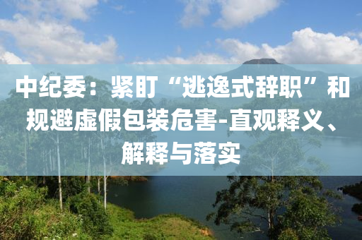 中紀(jì)委：緊盯“逃逸式辭職”和規(guī)避虛假包裝危害-直觀釋義、解釋與落實(shí)