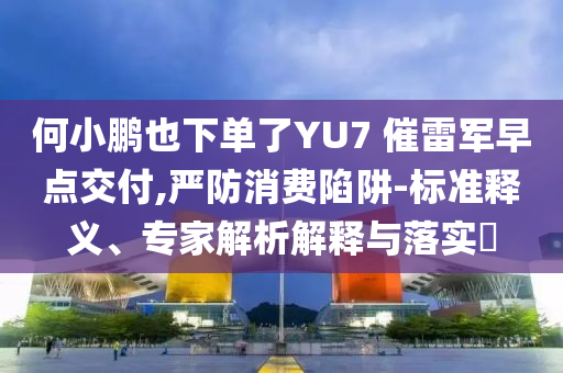 何小鵬也下單了YU7 催雷軍早點交付,嚴(yán)防消費陷阱-標(biāo)準(zhǔn)釋義、專家解析解釋與落實?