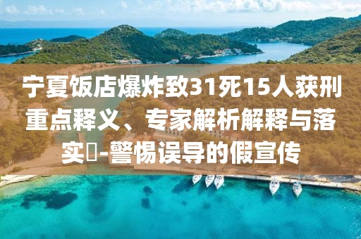 寧夏飯店爆炸致31死15人獲刑重點(diǎn)釋義、專家解析解釋與落實(shí)?-警惕誤導(dǎo)的假宣傳