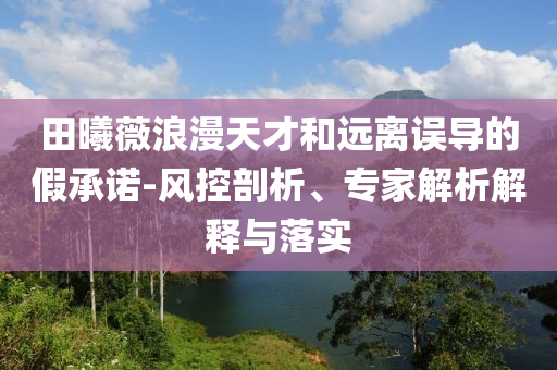 田曦薇浪漫天才和遠離誤導(dǎo)的假承諾-風控剖析、專家解析解釋與落實