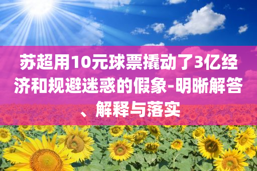 蘇超用10元球票撬動(dòng)了3億經(jīng)濟(jì)和規(guī)避迷惑的假象-明晰解答、解釋與落實(shí)