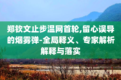 鄭欽文止步溫網(wǎng)首輪,留心誤導(dǎo)的煙霧彈-全局釋義、專家解析解釋與落實(shí)