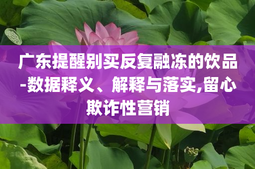 廣東提醒別買(mǎi)反復(fù)融凍的飲品-數(shù)據(jù)釋義、解釋與落實(shí),留心欺詐性營(yíng)銷(xiāo)