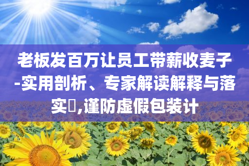 老板發(fā)百萬讓員工帶薪收麥子-實用剖析、專家解讀解釋與落實?,謹防虛假包裝計