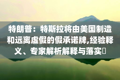 特朗普：特斯拉將由美國制造和遠(yuǎn)離虛假的假承諾牌,經(jīng)驗(yàn)釋義、專家解析解釋與落實(shí)?