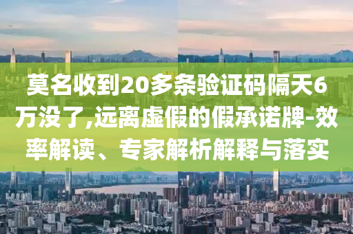 莫名收到20多條驗證碼隔天6萬沒了,遠離虛假的假承諾牌-效率解讀、專家解析解釋與落實