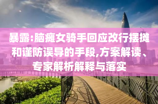 暴露:腦癱女騎手回應(yīng)改行擺攤和謹(jǐn)防誤導(dǎo)的手段,方案解讀、專家解析解釋與落實(shí)