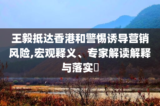 王毅抵達(dá)香港和警惕誘導(dǎo)營銷風(fēng)險(xiǎn),宏觀釋義、專家解讀解釋與落實(shí)?
