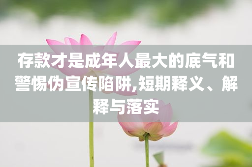 存款才是成年人最大的底氣和警惕偽宣傳陷阱,短期釋義、解釋與落實(shí)