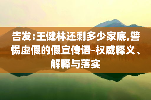 告發(fā):王健林還剩多少家底,警惕虛假的假宣傳語-權威釋義、解釋與落實
