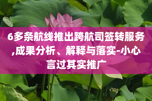 6多條航線(xiàn)推出跨航司簽轉(zhuǎn)服務(wù),成果分析、解釋與落實(shí)-小心言過(guò)其實(shí)推廣