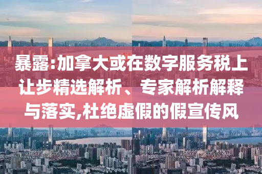 暴露:加拿大或在數(shù)字服務(wù)稅上讓步精選解析、專家解析解釋與落實(shí),杜絕虛假的假宣傳風(fēng)