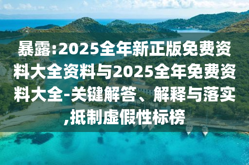 暴露:2025全年新正版免費(fèi)資料大全資料與2025全年免費(fèi)資料大全-關(guān)鍵解答、解釋與落實(shí),抵制虛假性標(biāo)榜