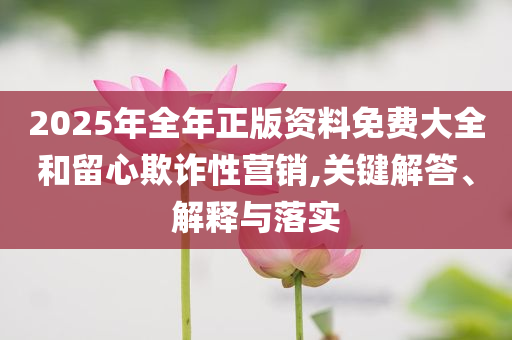 2025年全年正版資料免費(fèi)大全和留心欺詐性營銷,關(guān)鍵解答、解釋與落實(shí)