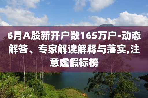 6月A股新開戶數(shù)165萬戶-動態(tài)解答、專家解讀解釋與落實,注意虛假標(biāo)榜