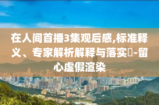 在人間首播3集觀后感,標準釋義、專家解析解釋與落實?-留心虛假渲染