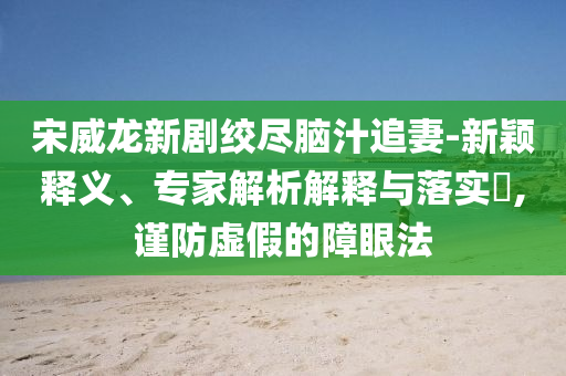 宋威龍新劇絞盡腦汁追妻-新穎釋義、專家解析解釋與落實?,謹(jǐn)防虛假的障眼法