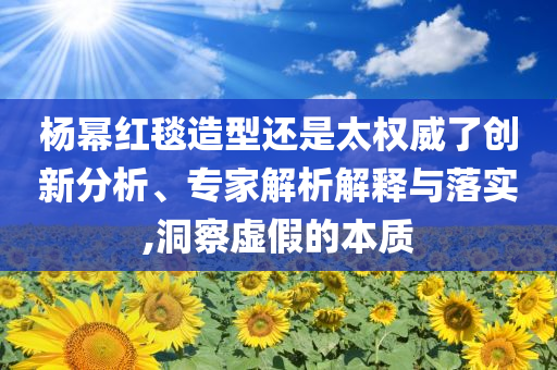 楊冪紅毯造型還是太權(quán)威了創(chuàng)新分析、專家解析解釋與落實,洞察虛假的本質(zhì)