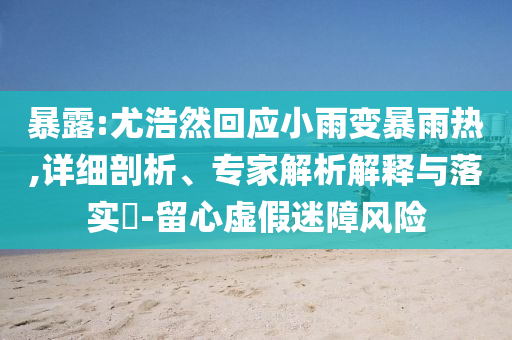 暴露:尤浩然回應(yīng)小雨變暴雨熱,詳細(xì)剖析、專家解析解釋與落實(shí)?-留心虛假迷障風(fēng)險(xiǎn)