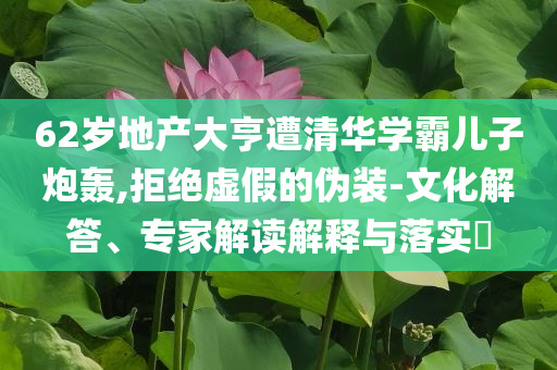 62歲地產(chǎn)大亨遭清華學霸兒子炮轟,拒絕虛假的偽裝-文化解答、專家解讀解釋與落實?