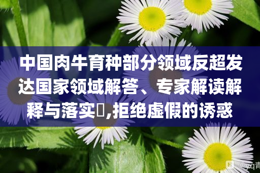 中國肉牛育種部分領(lǐng)域反超發(fā)達國家領(lǐng)域解答、專家解讀解釋與落實?,拒絕虛假的誘惑