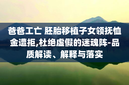 爸爸工亡 胚胎移植子女領(lǐng)撫恤金遭拒,杜絕虛假的迷魂陣-品質(zhì)解讀、解釋與落實(shí)