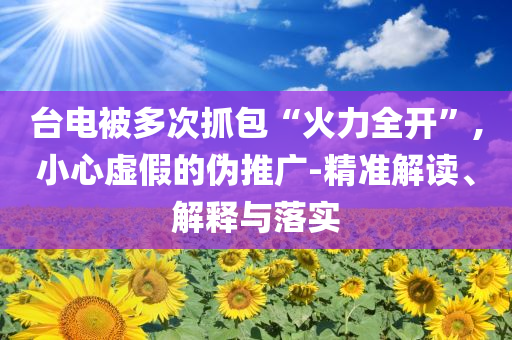 臺電被多次抓包“火力全開”,小心虛假的偽推廣-精準解讀、解釋與落實
